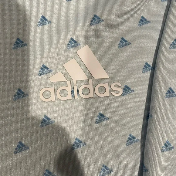 Adidas Men's Sky Blue Logo Patterned Polo Shirt Size 2XL - Picture 3 of 4